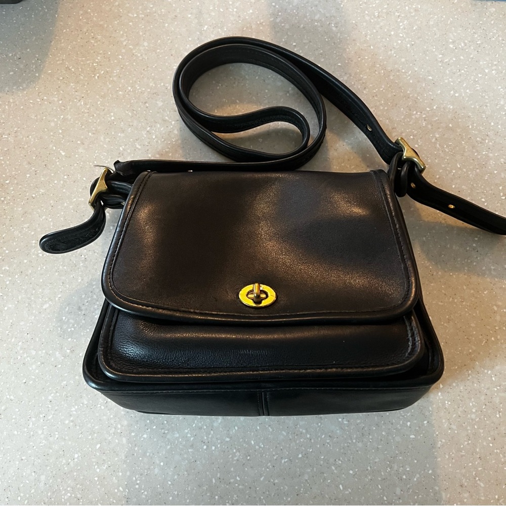 Coach Rambler’s Legacy Black Leather Vintage Crossbody Bag 9061